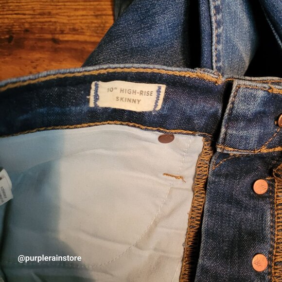 Madewell Jeans 28 Button Fly Skinny 10" High Rise Rosecliff Wash H6319 Stretch - Picture 5 of 13